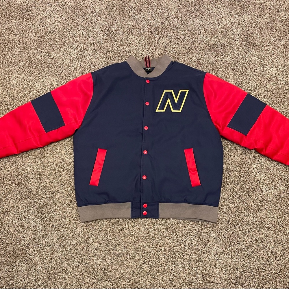 New Balance Navy, Red & Yellow Varsity-Style Bomber Jacket